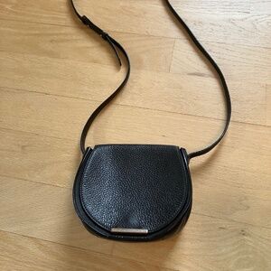 Cuyana Mini Saddle Bag, Pebbled & Smooth Leather, Black